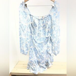 BCBGeneration Blue and White Long Sleeve Dress